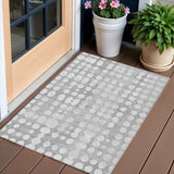 3' X 5' Gray And Ivory Abstract Washable Indoor Outdoor Area Rug