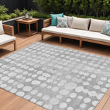 8' X 10' Gray And Ivory Abstract Washable Indoor Outdoor Area Rug