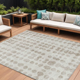 8' X 10' Ivory And Beige Abstract Washable Indoor Outdoor Area Rug
