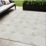 5' X 8' Beige And Brown Abstract Washable Indoor Outdoor Area Rug