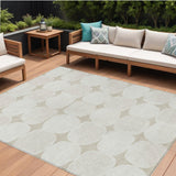 8' X 10' Beige And Brown Abstract Washable Indoor Outdoor Area Rug