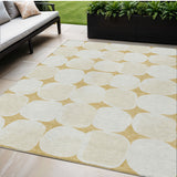 5' X 8' Gold And Beige Abstract Washable Indoor Outdoor Area Rug