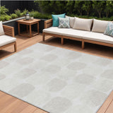 8' X 10' Ivory And Beige Abstract Washable Indoor Outdoor Area Rug