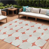 8' X 10' Salmon Beige And Ivory Abstract Washable Indoor Outdoor Area Rug