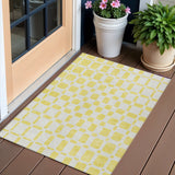 3' X 5' Yellow And Gray Geometric Washable Indoor Outdoor Area Rug
