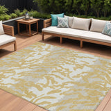 8' X 10' Gold Gray And Ivory Animal Print Washable Indoor Outdoor Area Rug