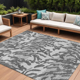 8' X 10' Gray And Ivory Animal Print Washable Indoor Outdoor Area Rug