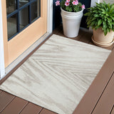 3' X 5' Ivory And Beige Abstract Washable Indoor Outdoor Area Rug