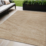 5' X 8' Khaki And Brown Abstract Washable Indoor Outdoor Area Rug
