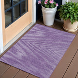 3' X 5' Purple And Ivory Abstract Washable Indoor Outdoor Area Rug