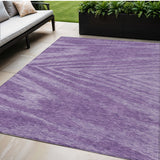 5' X 8' Purple And Ivory Abstract Washable Indoor Outdoor Area Rug