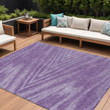 8' X 10' Purple And Ivory Abstract Washable Indoor Outdoor Area Rug