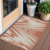 3' X 5' Salmon And Ivory Abstract Washable Indoor Outdoor Area Rug