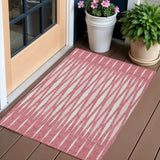 3' X 5' Blush And Ivory Geometric Washable Indoor Outdoor Area Rug