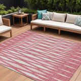 8' X 10' Blush And Ivory Geometric Washable Indoor Outdoor Area Rug