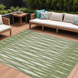 8' X 10' Green And Ivory Geometric Washable Indoor Outdoor Area Rug