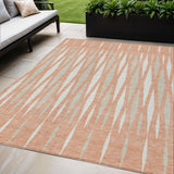 5' X 8' Salmon Gray And Ivory Geometric Washable Indoor Outdoor Area Rug