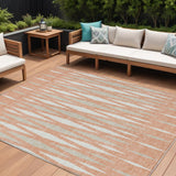 8' X 10' Salmon Gray And Ivory Geometric Washable Indoor Outdoor Area Rug