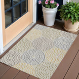 3' X 5' Beige Brown And Gray Geometric Washable Indoor Outdoor Area Rug