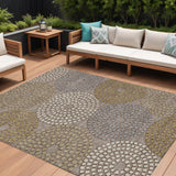 8' X 10' Taupe Beige And Green Geometric Washable Indoor Outdoor Area Rug