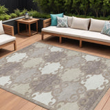 8' X 10' Taupe Beige And Gray Trellis Washable Indoor Outdoor Area Rug