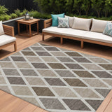 8' X 10' Beige Gray And Brown Geometric Washable Indoor Outdoor Area Rug
