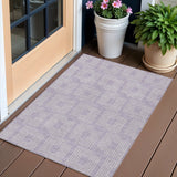 3' X 5' Lavender And Ivory Geometric Washable Indoor Outdoor Area Rug