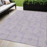 5' X 8' Lavender And Ivory Geometric Washable Indoor Outdoor Area Rug