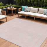 8' X 10' Pink And Ivory Geometric Washable Indoor Outdoor Area Rug