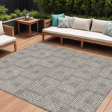 8' X 10' Taupe And Ivory Geometric Washable Indoor Outdoor Area Rug