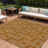 8' X 10' Terra Cotta And Ivory Geometric Washable Indoor Outdoor Area Rug