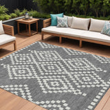 8' X 10' Gray And Ivory Geometric Washable Indoor Outdoor Area Rug