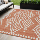 5' X 8' Salmon And Ivory Geometric Washable Indoor Outdoor Area Rug