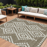 8' X 10' Taupe And Ivory Geometric Washable Indoor Outdoor Area Rug