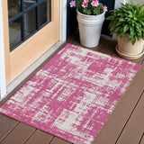 3' X 5' Blush And Ivory Abstract Washable Indoor Outdoor Area Rug