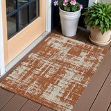 3' X 5' Brown And Ivory Abstract Washable Indoor Outdoor Area Rug