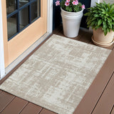 3' X 5' Taupe And Ivory Abstract Washable Indoor Outdoor Area Rug