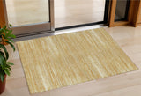3' X 5' Gold Gray And Ivory Striped Washable Indoor Outdoor Area Rug