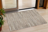 3' X 5' Taupe Gray And Ivory Striped Washable Indoor Outdoor Area Rug