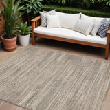 8' X 10' Taupe Gray And Ivory Striped Washable Indoor Outdoor Area Rug