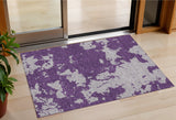 3' X 5' Purple And Lavender Abstract Washable Indoor Outdoor Area Rug