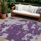 8' X 10' Purple And Lavender Abstract Washable Indoor Outdoor Area Rug