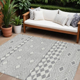 8' X 10' Gray And Ivory Geometric Washable Indoor Outdoor Area Rug