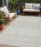 5' X 8' Ivory And Gray Geometric Washable Indoor Outdoor Area Rug