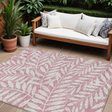 8' X 10' Blush And Ivory Floral Washable Indoor Outdoor Area Rug