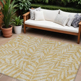 8' X 10' Gold And Gray Floral Washable Indoor Outdoor Area Rug