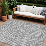 8' X 10' Gray And Light Gray Floral Washable Indoor Outdoor Area Rug