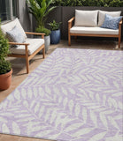 5' X 8' Lavender And Ivory Floral Washable Indoor Outdoor Area Rug