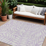 8' X 10' Lavender And Ivory Floral Washable Indoor Outdoor Area Rug