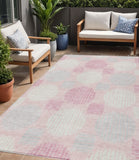5' X 8' Pink Gray And Ivory Geometric Washable Indoor Outdoor Area Rug